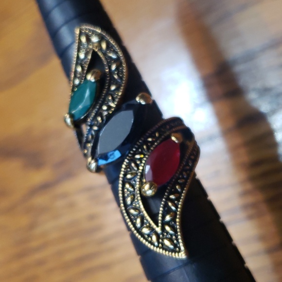 Antiqued Brass Gemstone Ring Size 6.5 - Picture 6 of 6